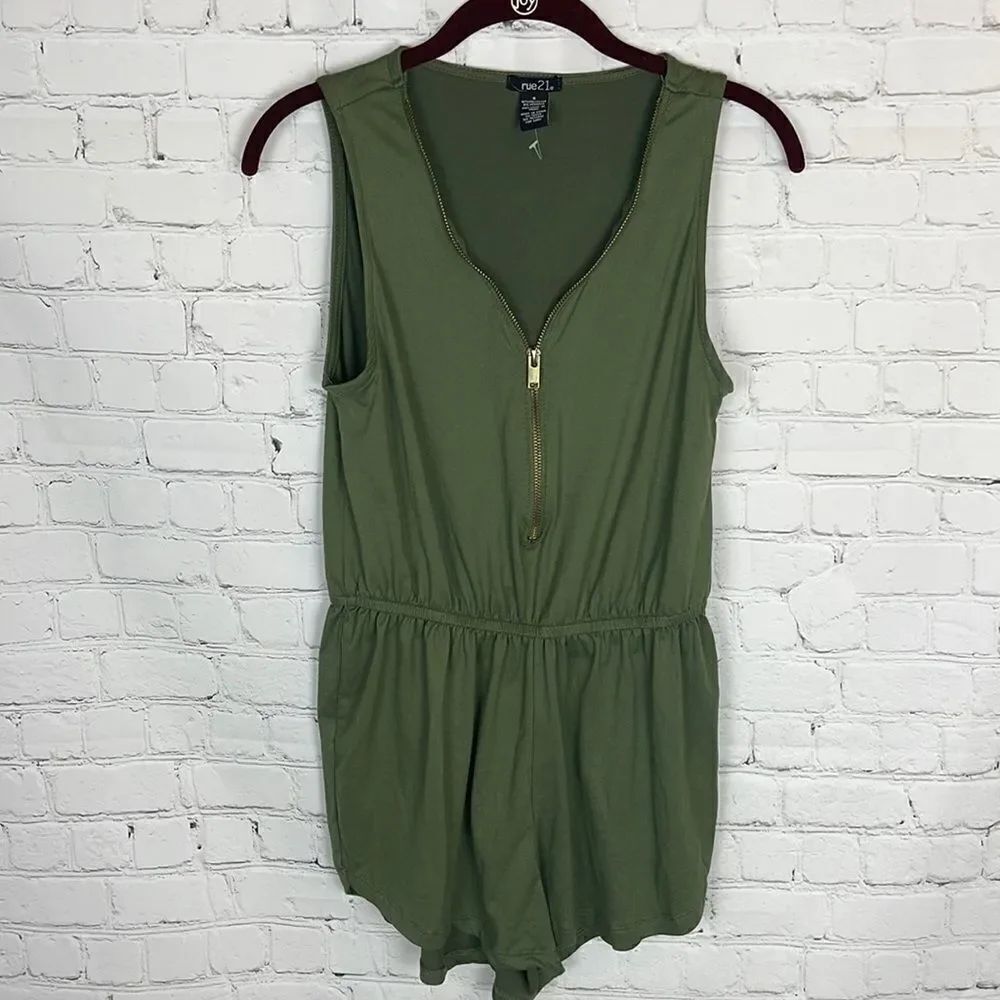 Rue21 Olive Zip Up Romper